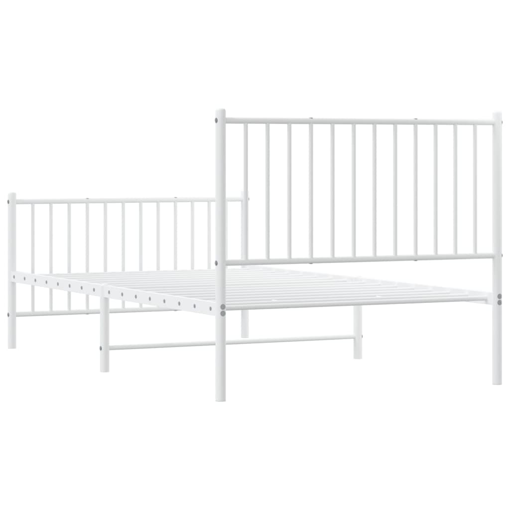 vidaXL Cadre de lit métal sans matelas et pied de lit blanc 100x190 cm