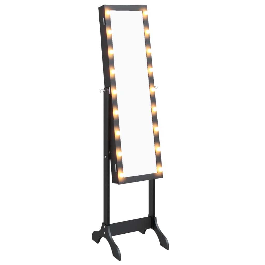 vidaXL Miroir sur pied blanc avec LED noir 34x37x146 cm