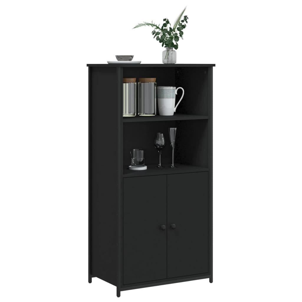 vidaXL Buffet haut noir 62x36x121,5 cm bois d'ingénierie