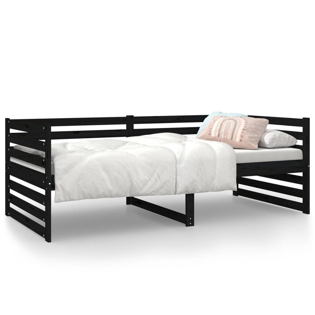 vidaXL Lit de jour sans matelas noir 90x190 cm bois de pin massif