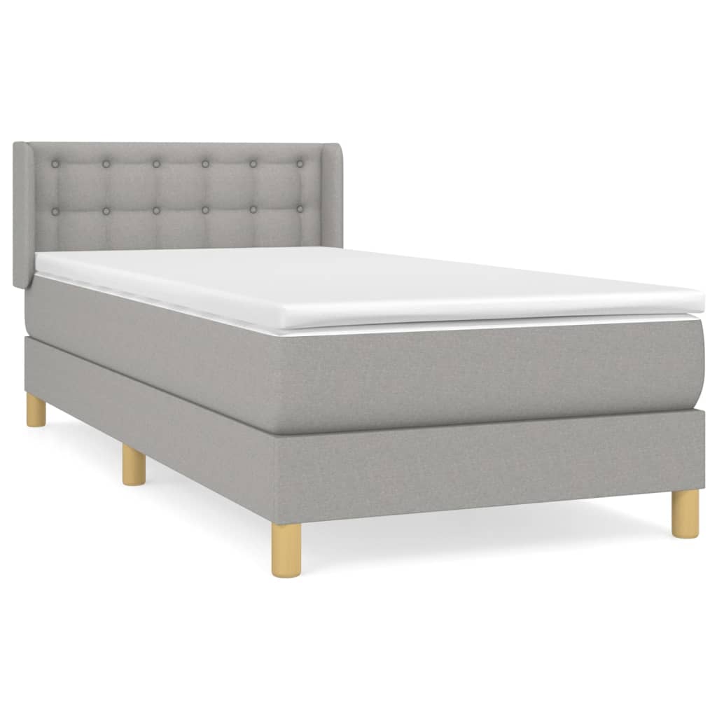 vidaXL Sommier à lattes de lit avec matelas Gris clair 90x200 cm Tissu