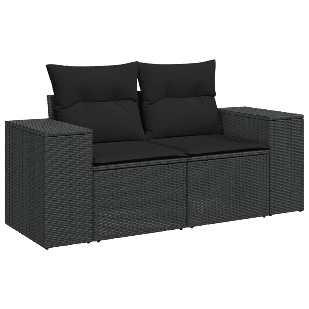 vidaXL Salon de jardin 6 pcs avec coussins noir résine tressée