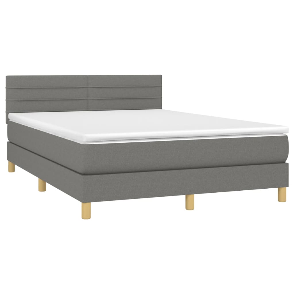 vidaXL Sommier à lattes de lit avec matelas Gris foncé 140x200cm Tissu