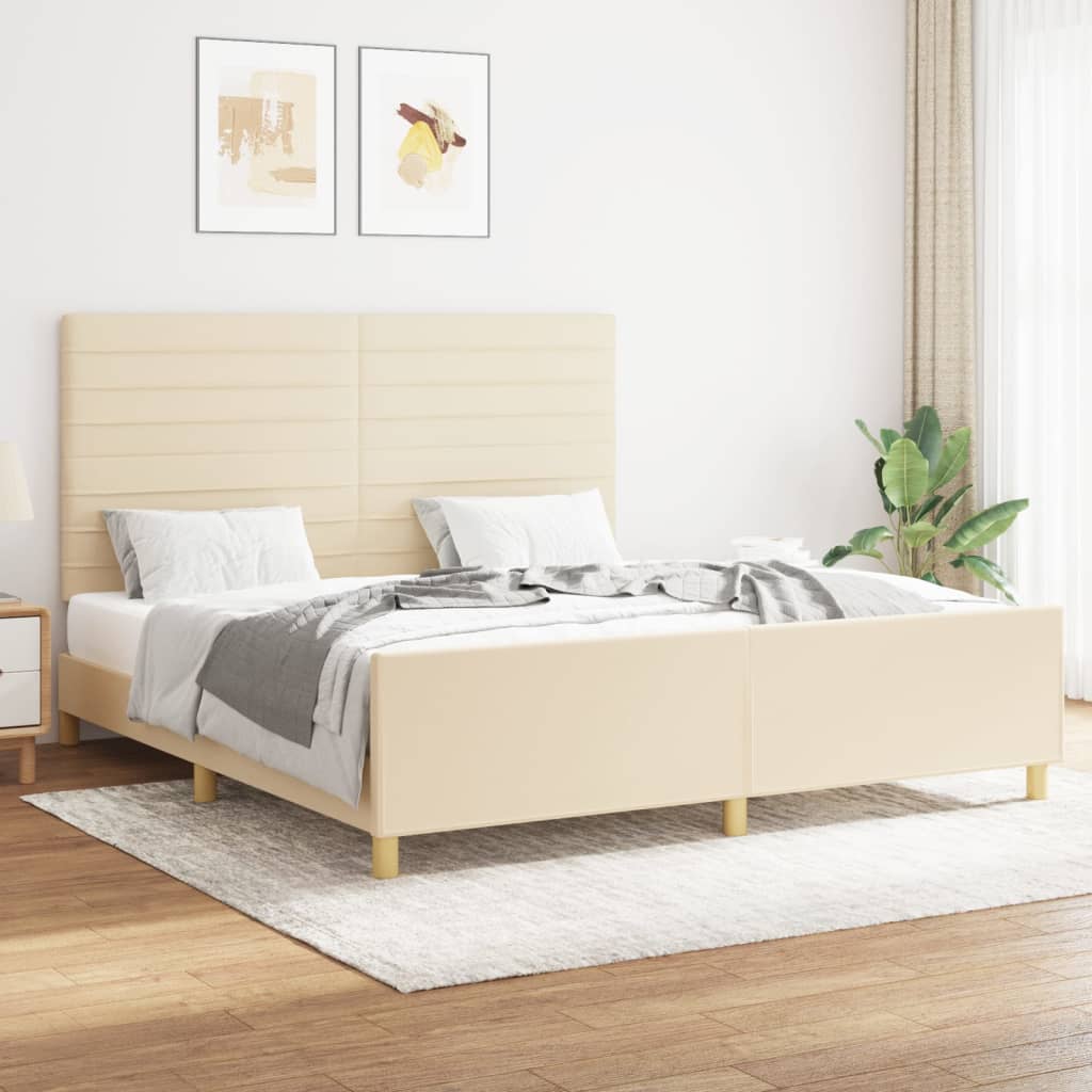 vidaXL Cadre de lit sans matelas crème 160x200 cm tissu