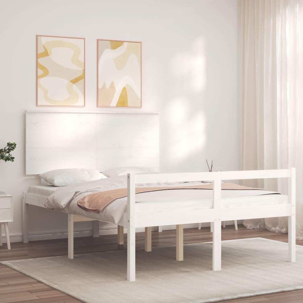 vidaXL Lit pour personne âgée sans matelas blanc bois massif