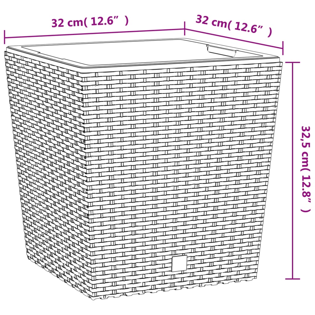 vidaXL Jardinière et intérieur amovible anthracite 21 /32 L rotin PP