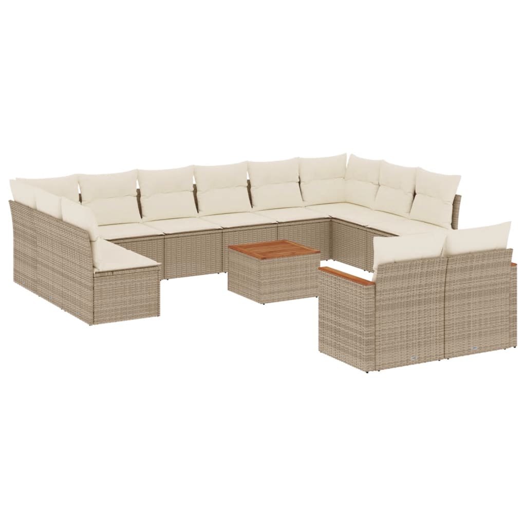 vidaXL Salon de jardin avec coussins 13 pcs beige résine tressée