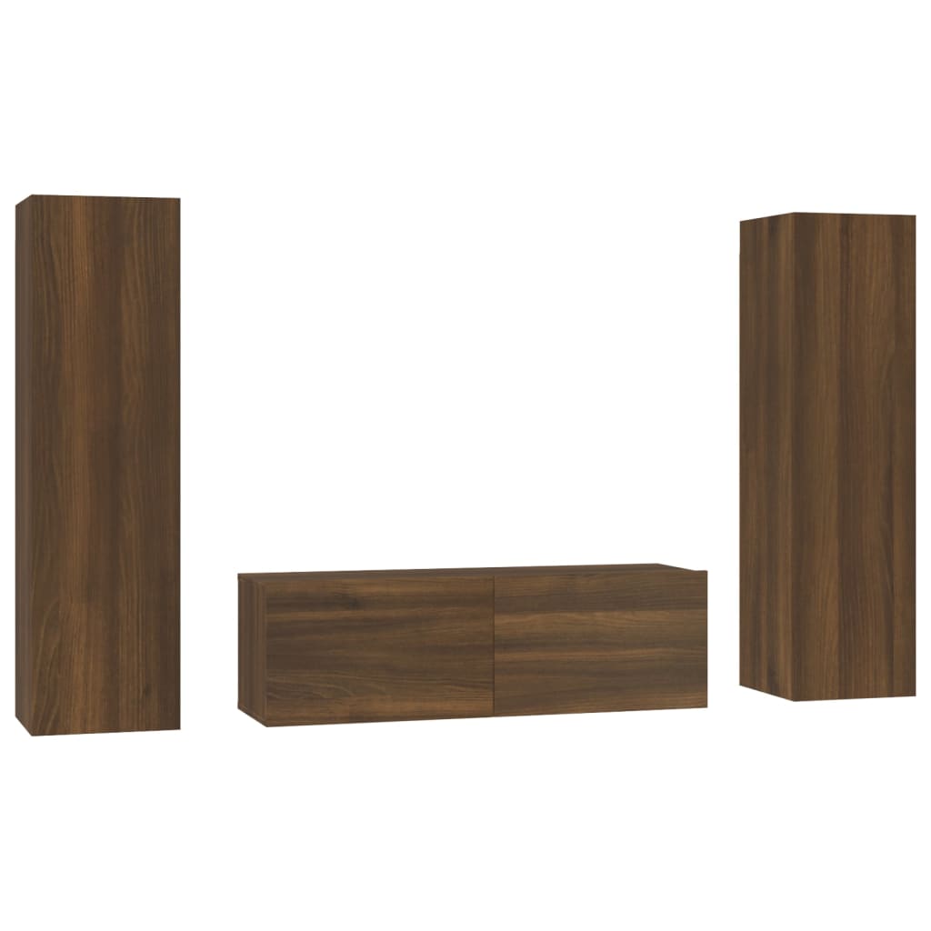 vidaXL Ensemble de meubles TV 3 pcs Chêne marron Bois d'ingénierie