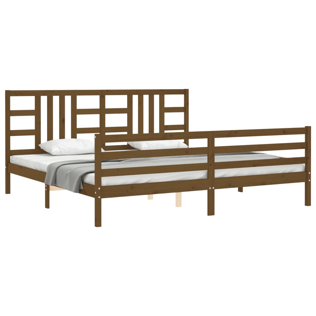 vidaXL Cadre de lit sans matelas marron miel 200x200 cm bois massif