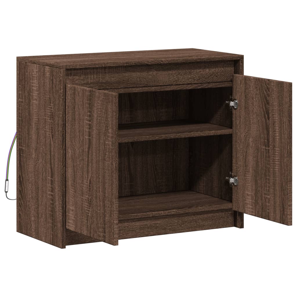 vidaXL Buffet avec LED chêne marron 72x34x61 cm bois d'ingénierie