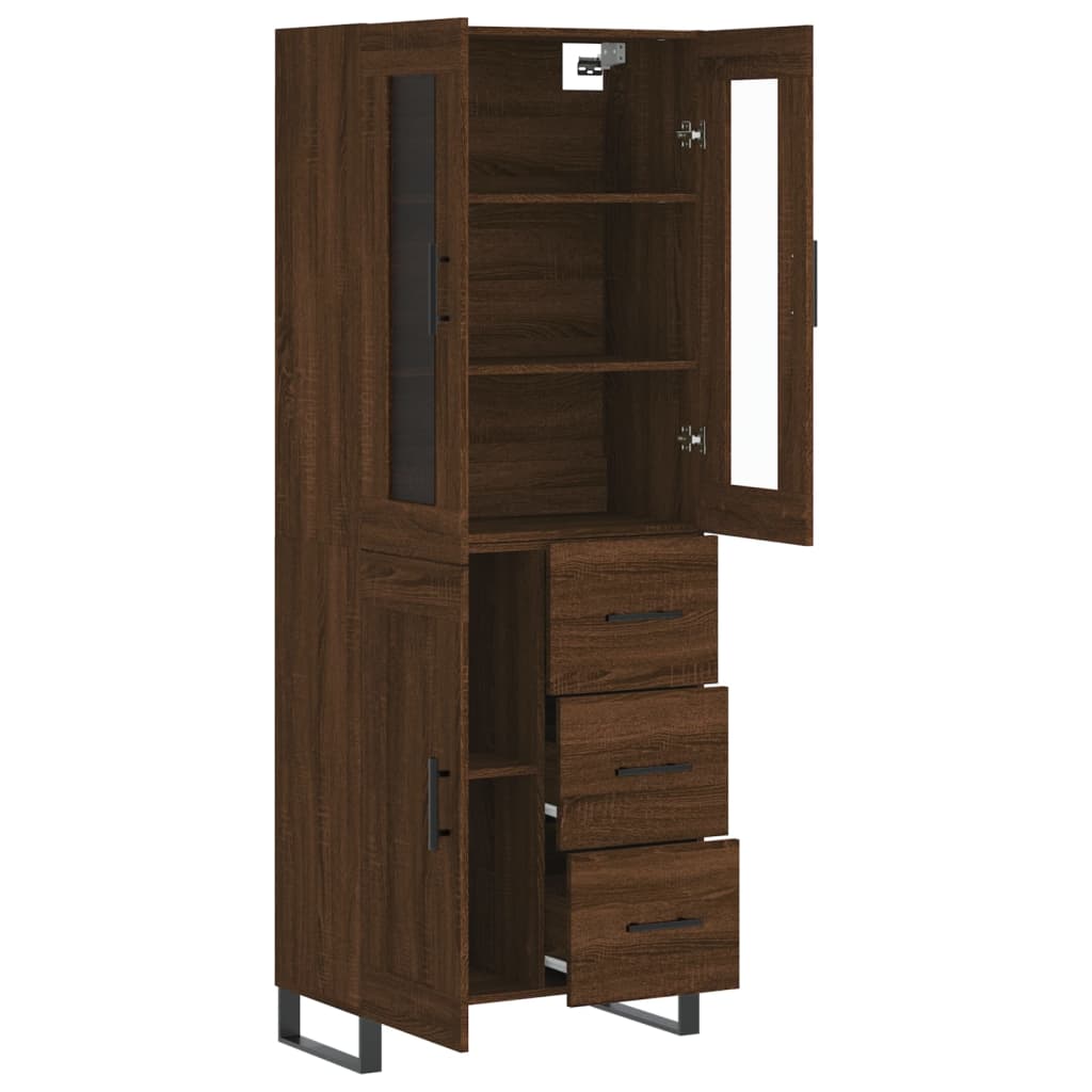 vidaXL Buffet haut Chêne marron 69,5x34x180 cm Bois d'ingénierie