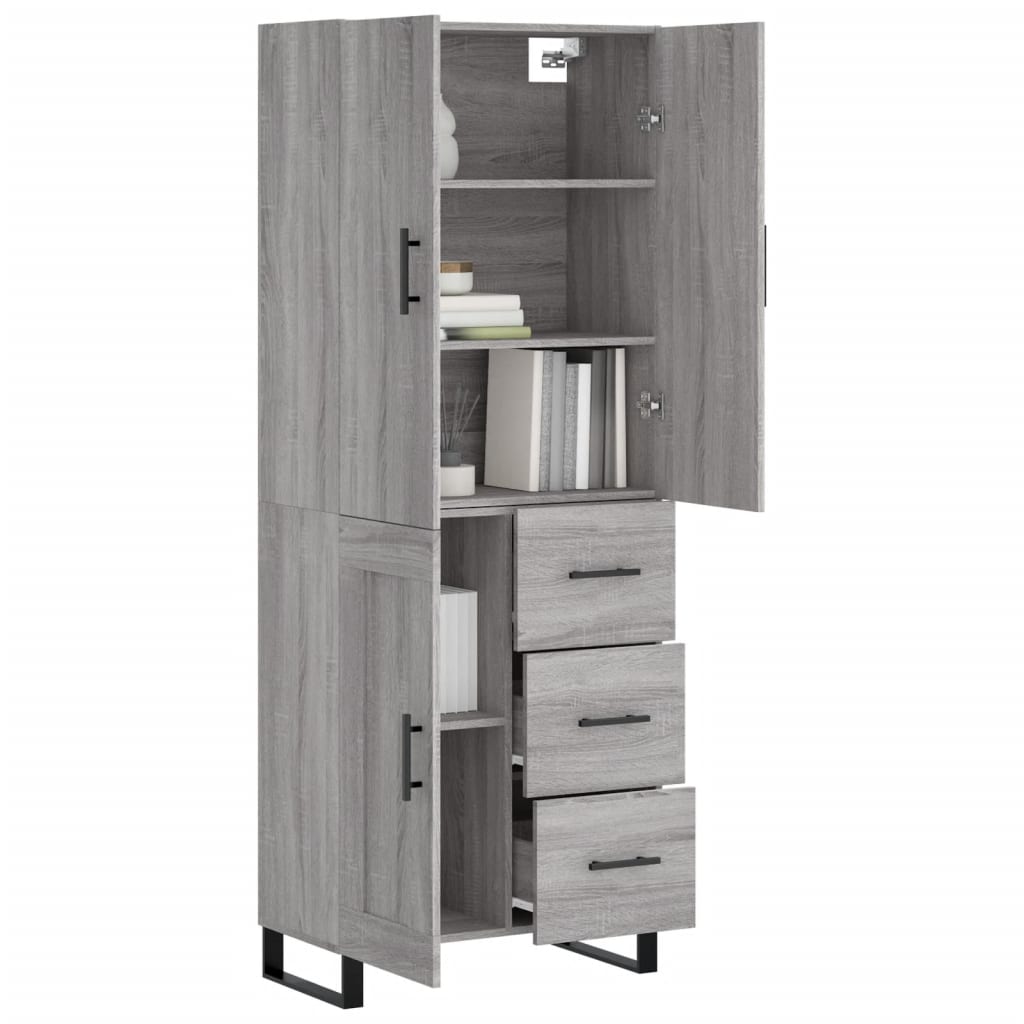 vidaXL Buffet haut Sonoma gris 69,5x34x180 cm Bois d'ingénierie