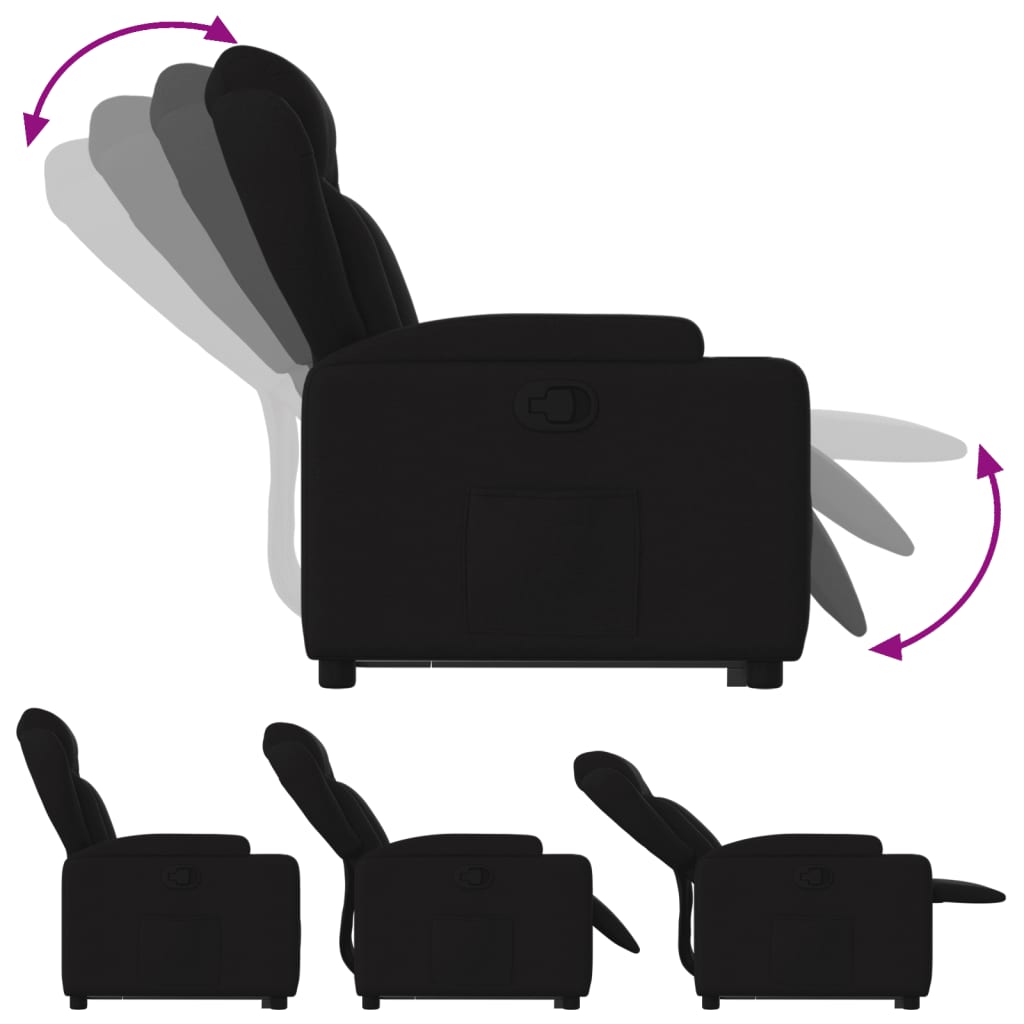 vidaXL Fauteuil inclinable noir tissu