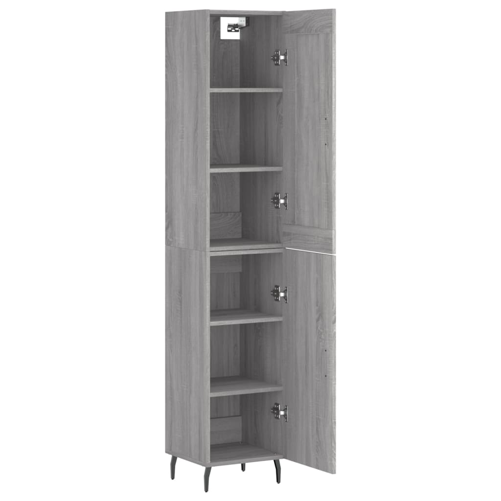 vidaXL Buffet haut Sonoma gris 34,5x34x180 cm Bois d'ingénierie