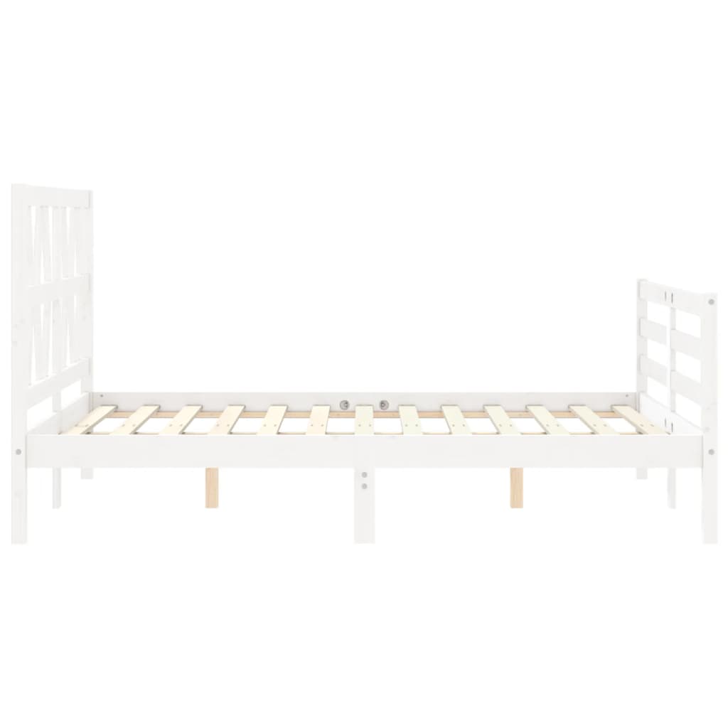 vidaXL Cadre de lit sans matelas blanc bois massif