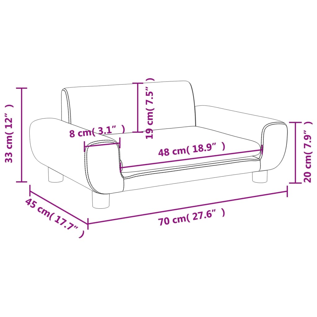 vidaXL Canapé pour enfants noir 70x45x33 cm velours