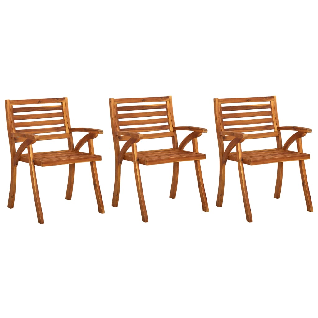 vidaXL Chaises à manger de jardin avec coussins lot de 3 Acacia massif