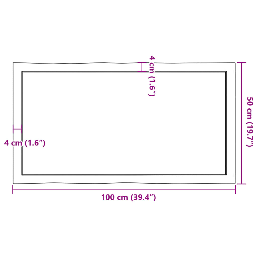 vidaXL Dessus de table bois massif non traité bordure assortie