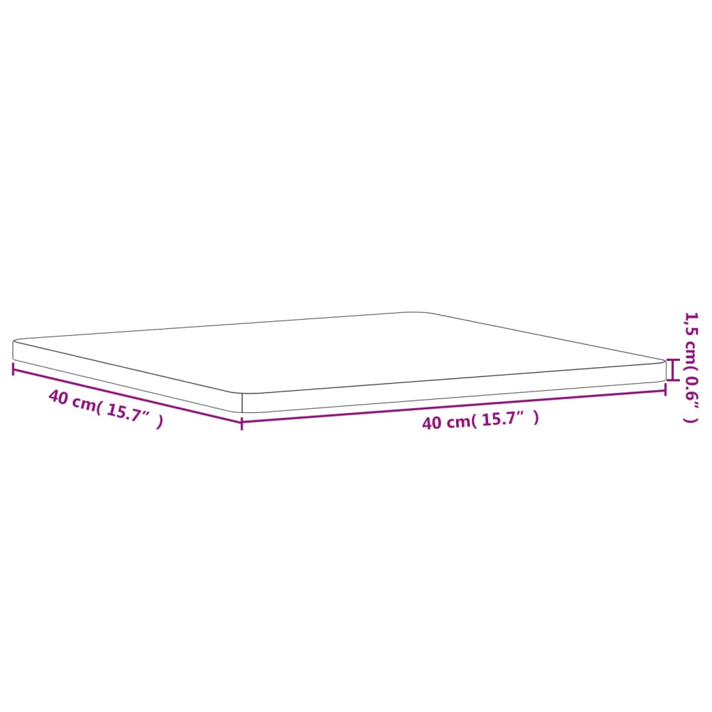 vidaXL Dessus de table 40x40x1,5 cm carré bois massif de hêtre