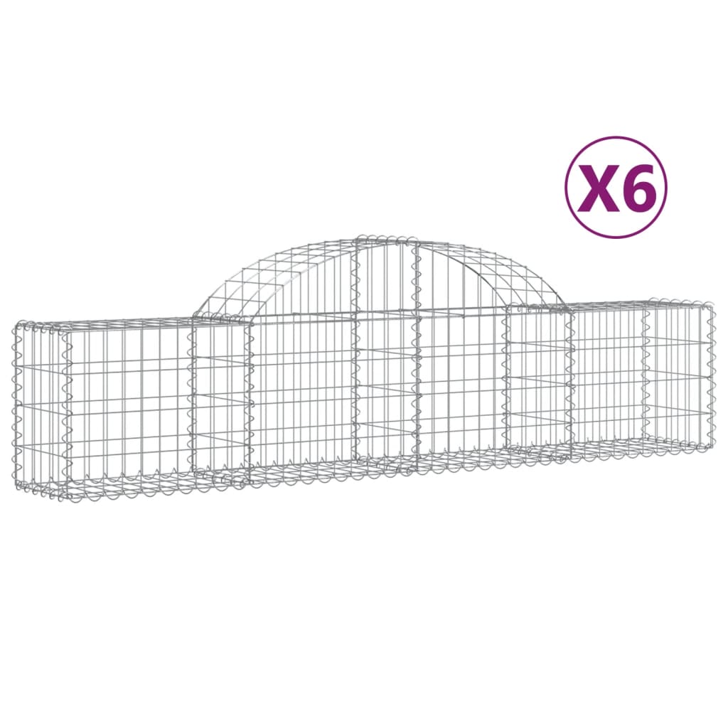 vidaXL Paniers à gabions arqués 6 pcs 200x30x40/60 cm Fer galvanisé