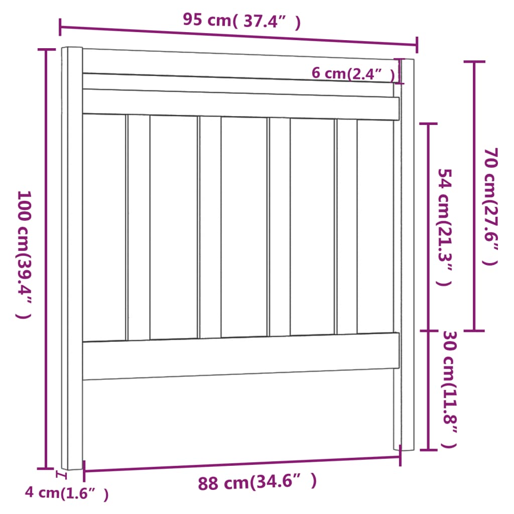 vidaXL Tête de lit Blanc 95x4x100 cm Bois massif de pin