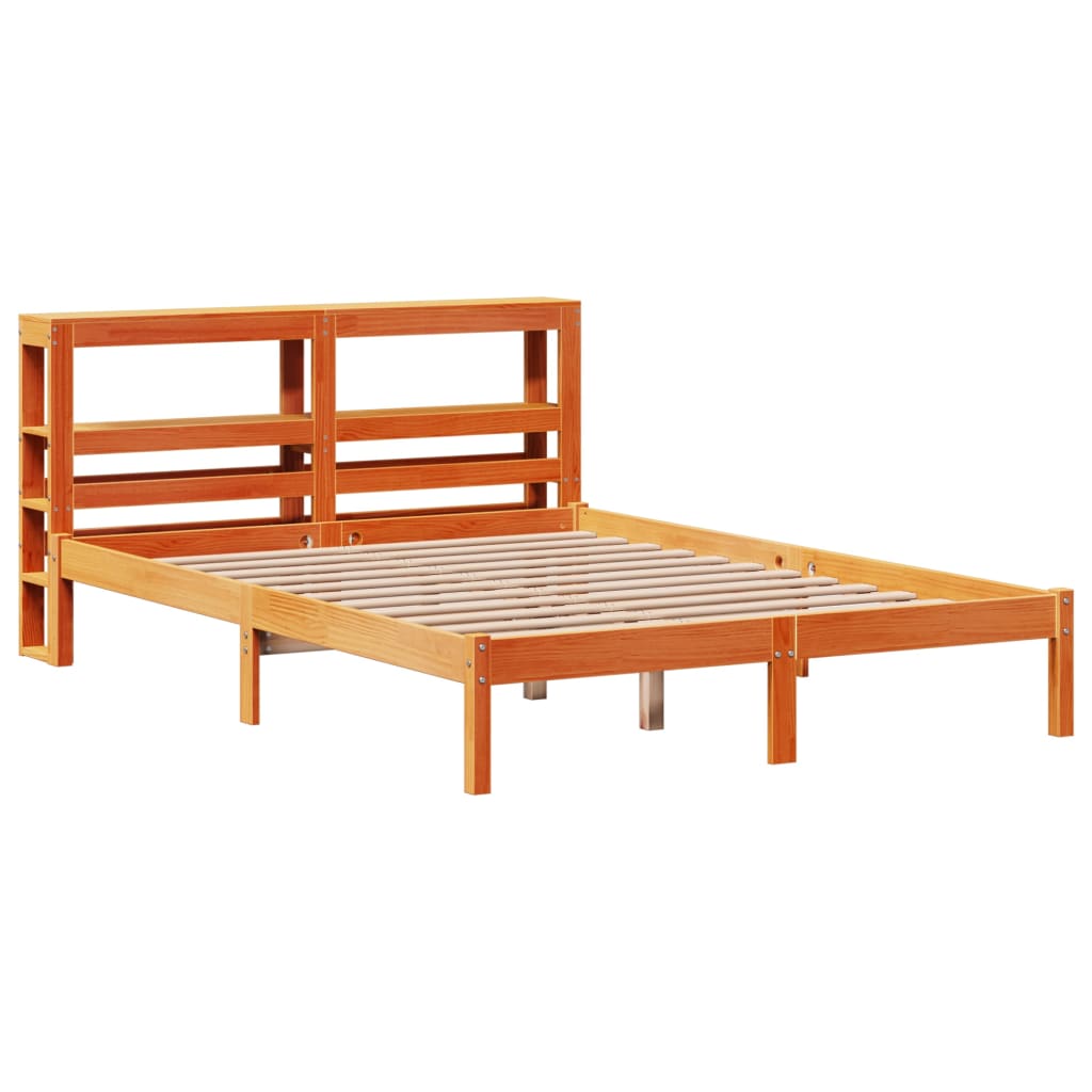 vidaXL Cadre de lit et tête de lit sans matelas cire marron 140x190 cm