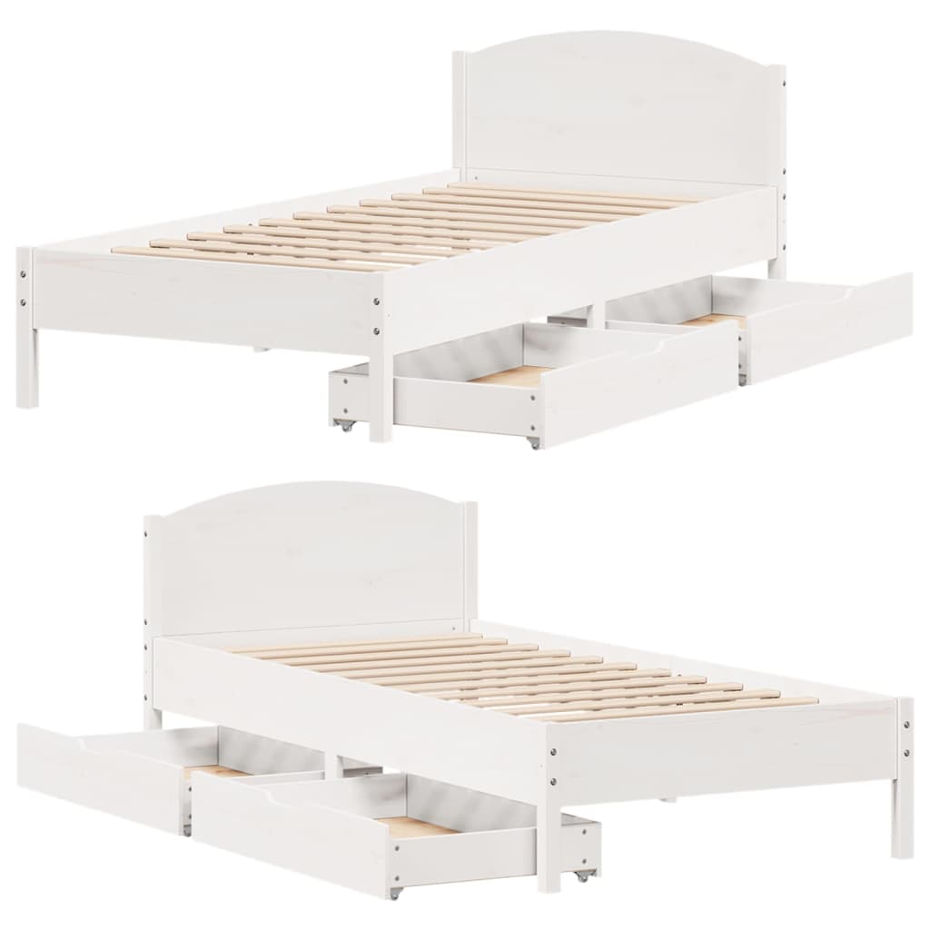 vidaXL Cadre de lit sans matelas blanc 100x200 cm bois de pin massif