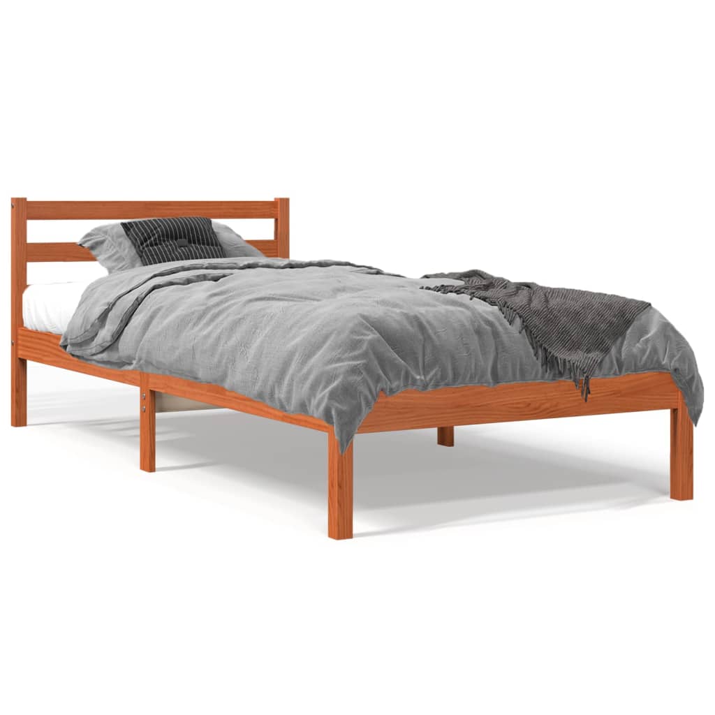 vidaXL Cadre de lit sans matelas cire marron 100x200cm bois pin massif