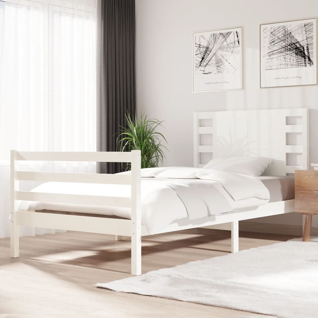 vidaXL Cadre de lit sans matelas blanc 90x200 cm bois de pin massif