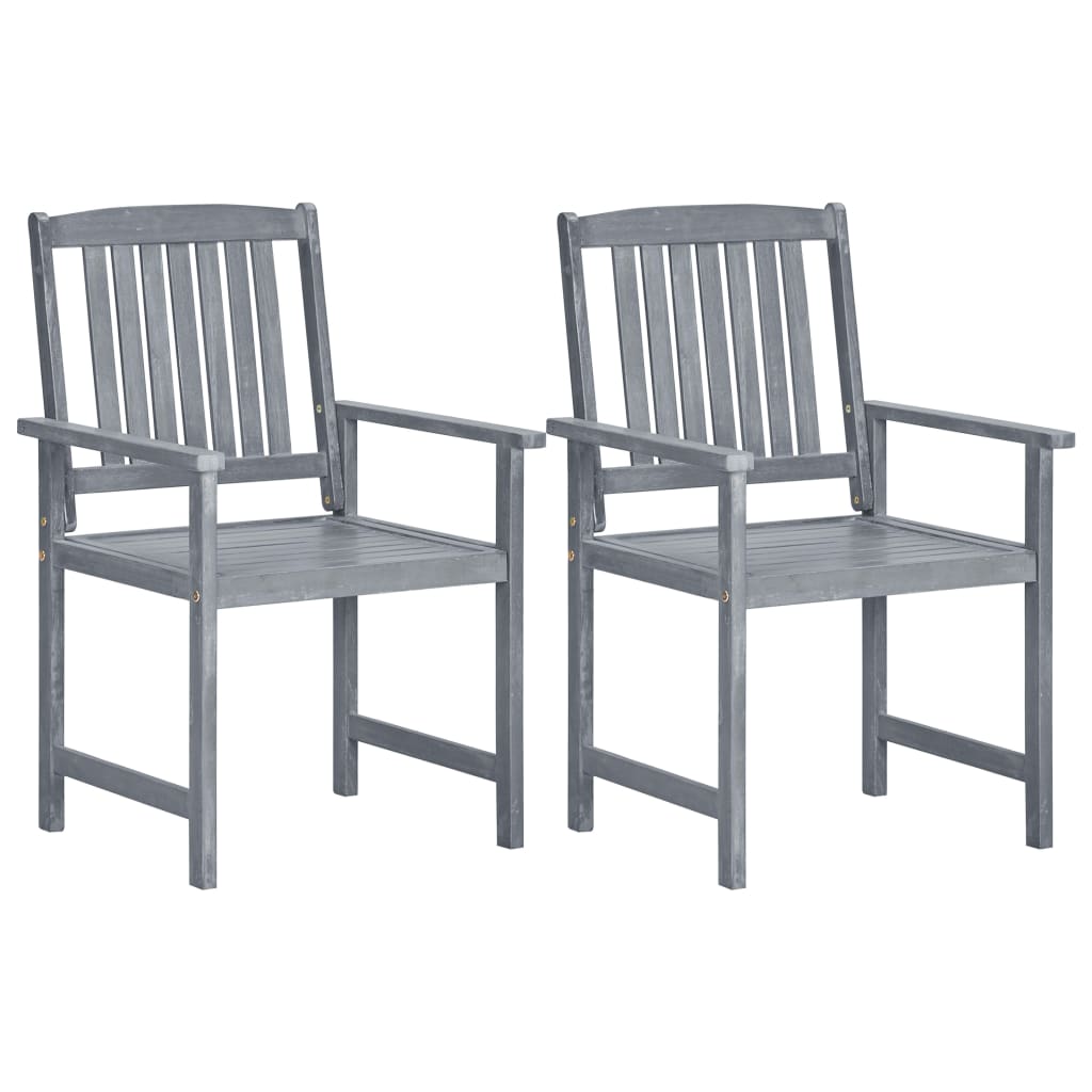 vidaXL Chaises de jardin lot de 2 Gris Bois solide d'acacia