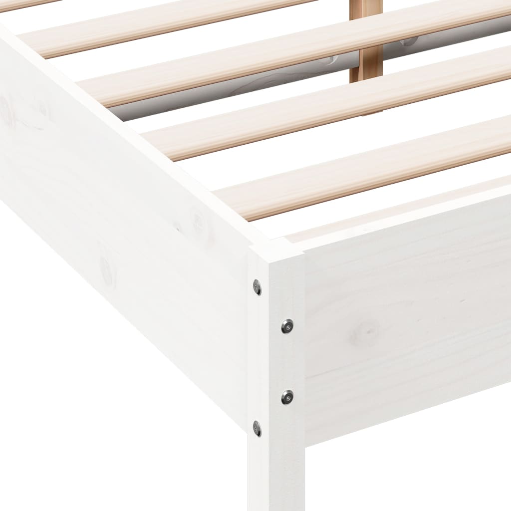 vidaXL Cadre de lit sans matelas blanc 135x190 cm bois de pin massif