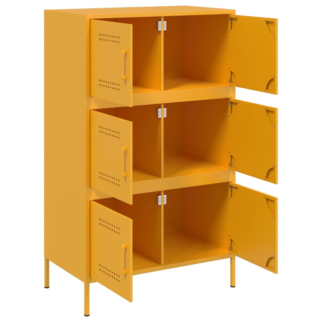 vidaXL Buffet haut jaune moutarde 68x39x113 cm acier