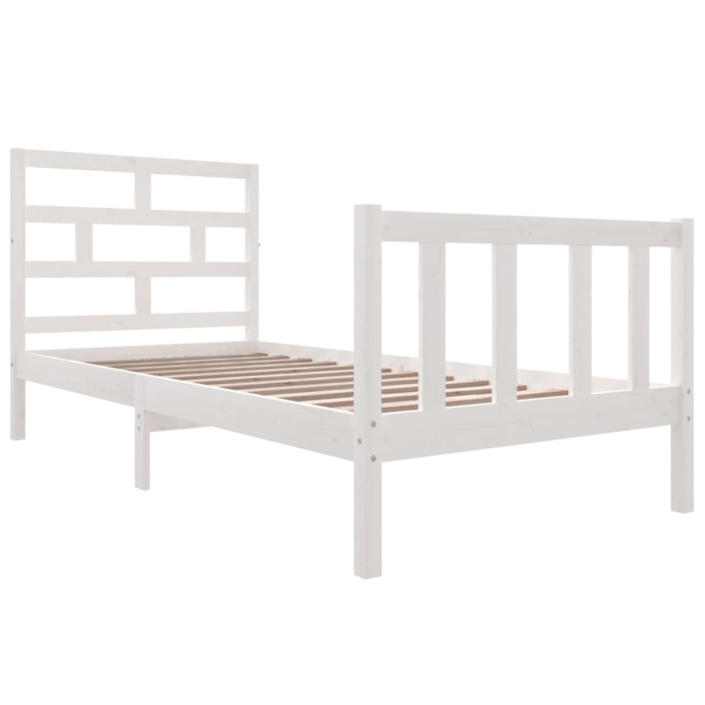 vidaXL Cadre de lit sans matelas blanc bois massif 90x200 cm