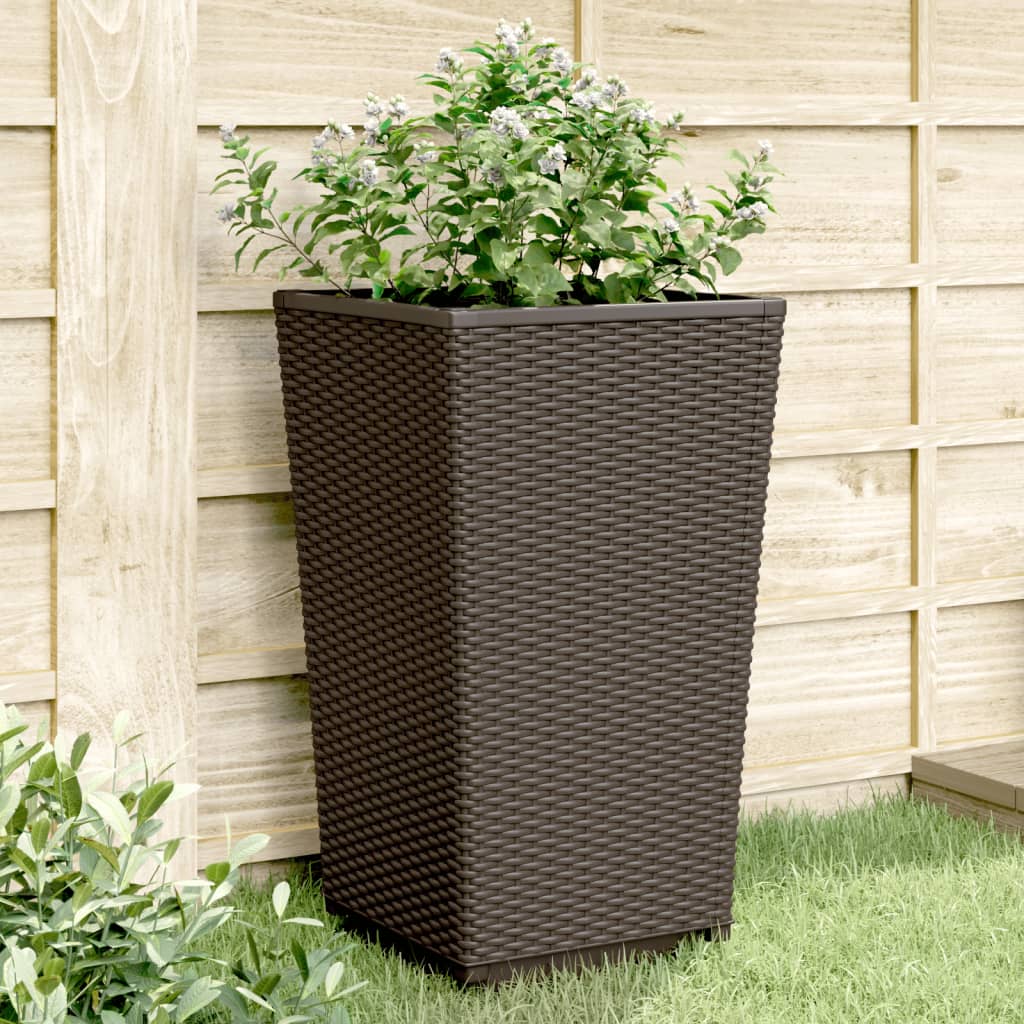 vidaXL Jardinières 4 pcs marron 32,5x32,5x57 cm polypropylène