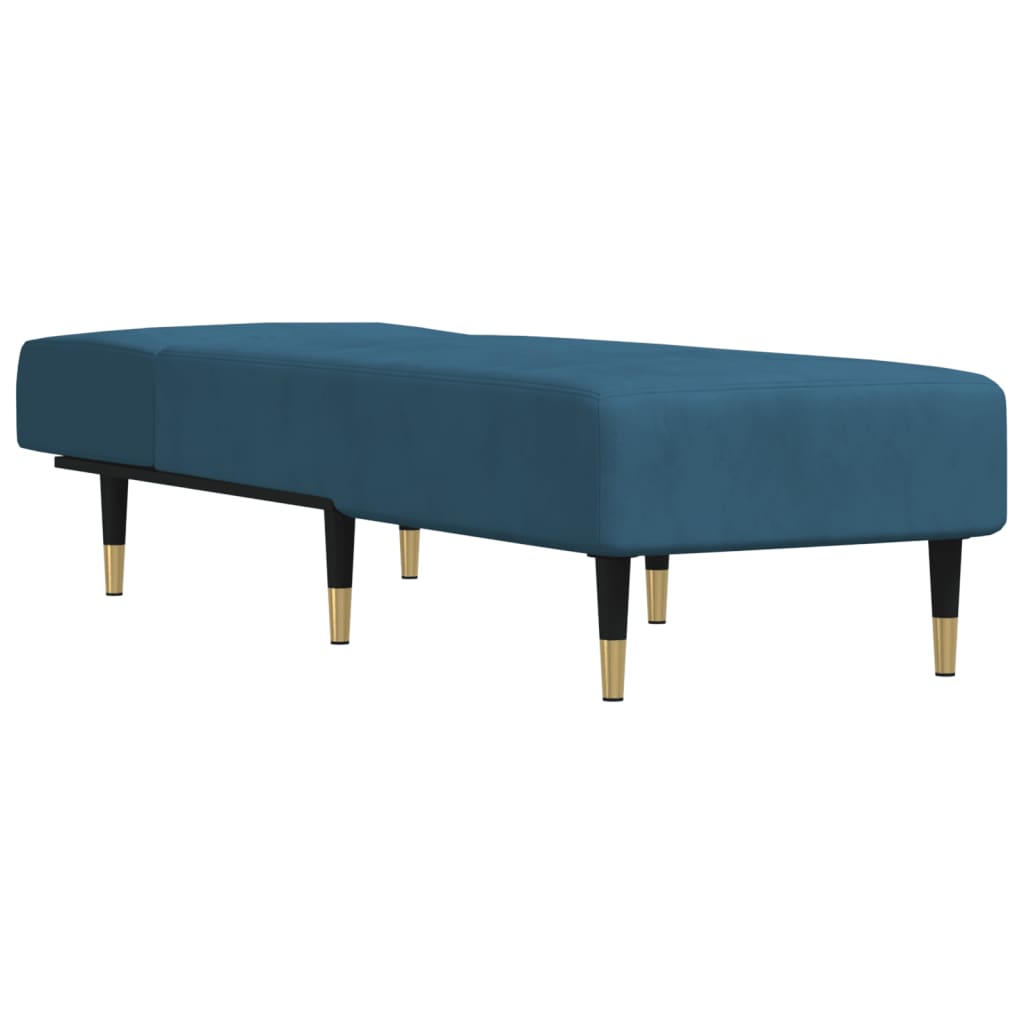 vidaXL Chaise longue bleu velours