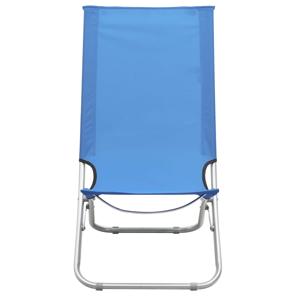 vidaXL Chaises de plage pliables lot de 2 Bleu Tissu