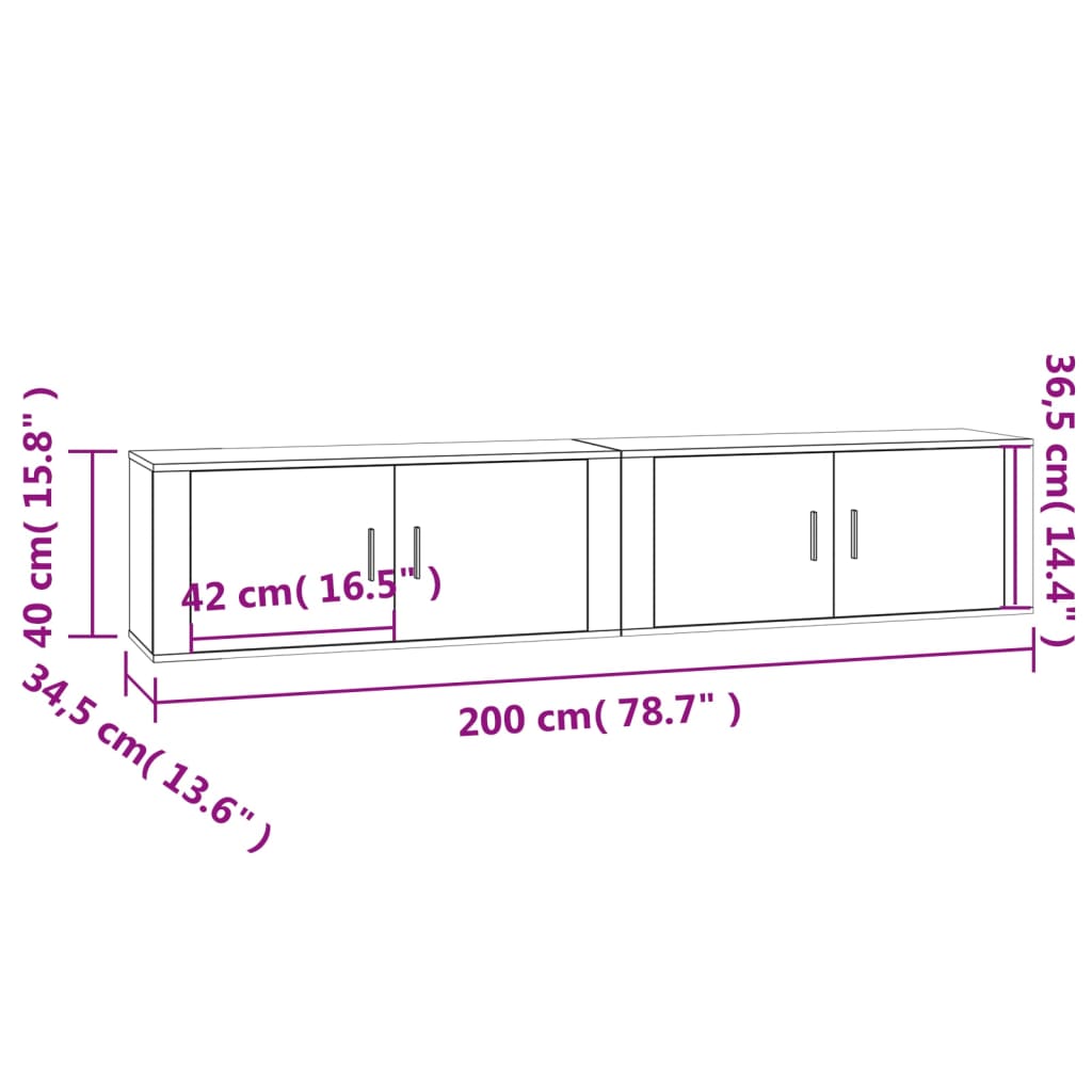 vidaXL Meubles TV muraux 2 pcs blanc 100x34,5x40 cm