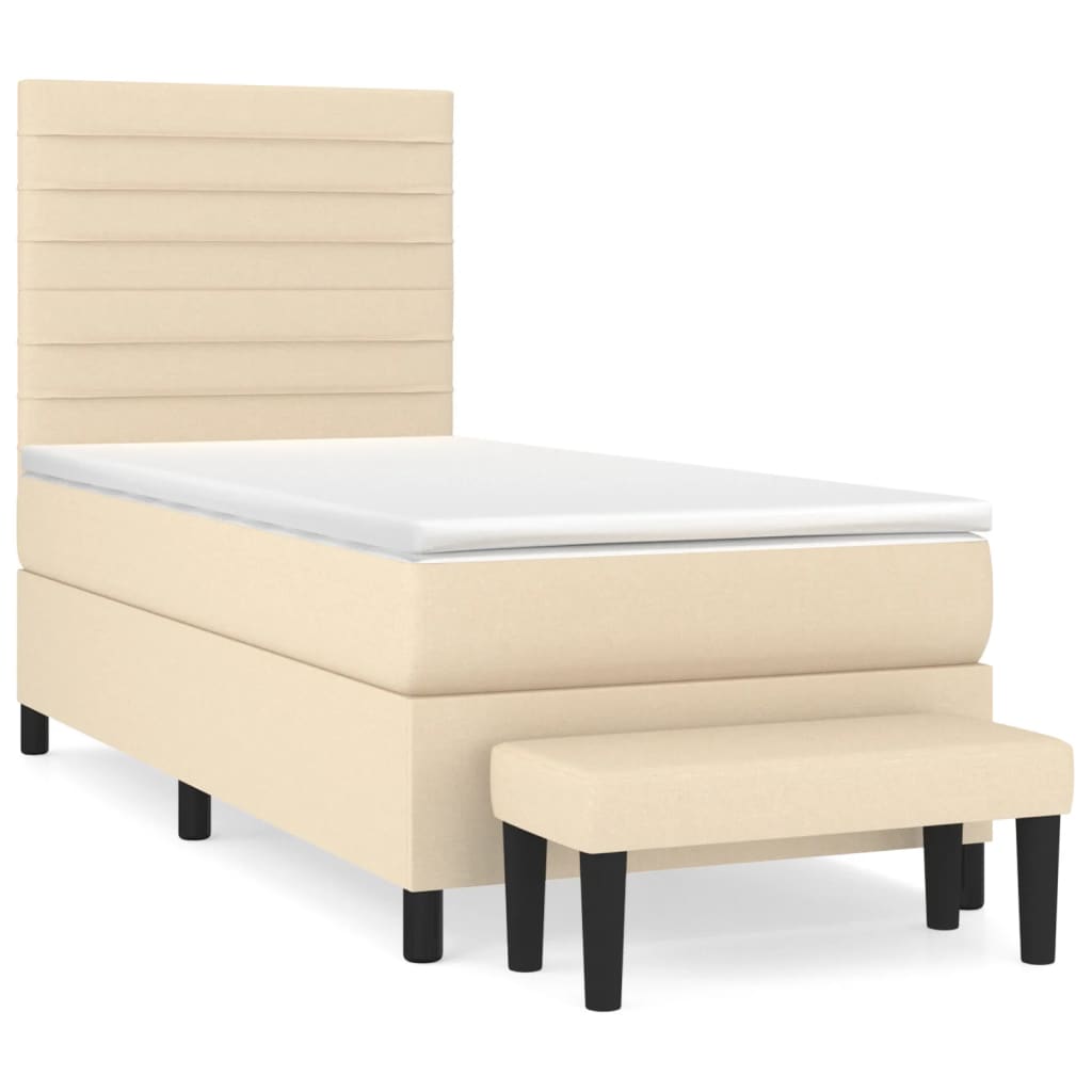 vidaXL Sommier à lattes de lit et matelas Crème 90x190 cm Tissu