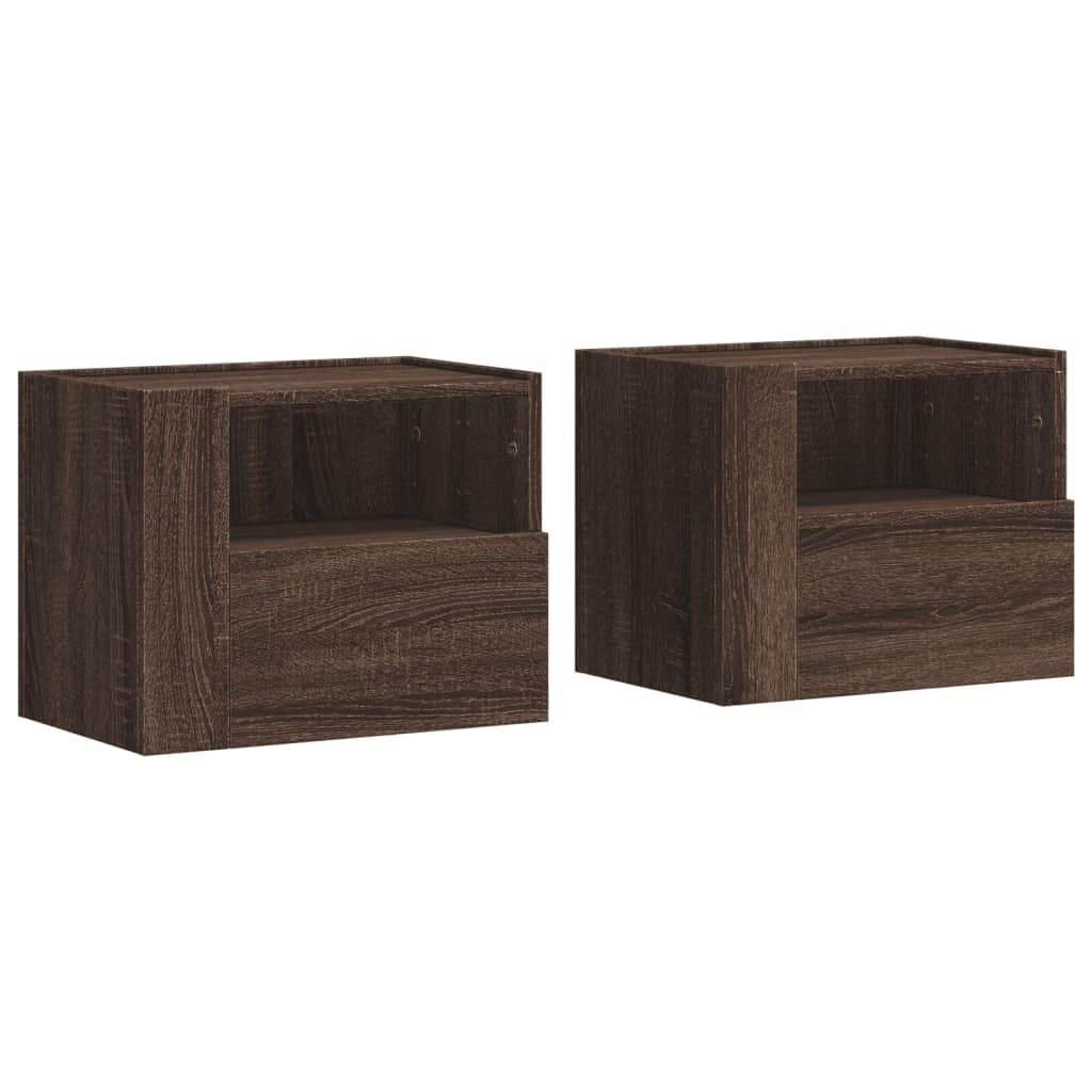 vidaXL Tables de chevet murales 2 pcs chêne marron 45x30x35 cm