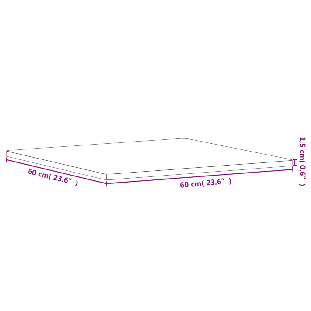 vidaXL Dessus de table 60x60x1,5 cm carré bois massif de hêtre