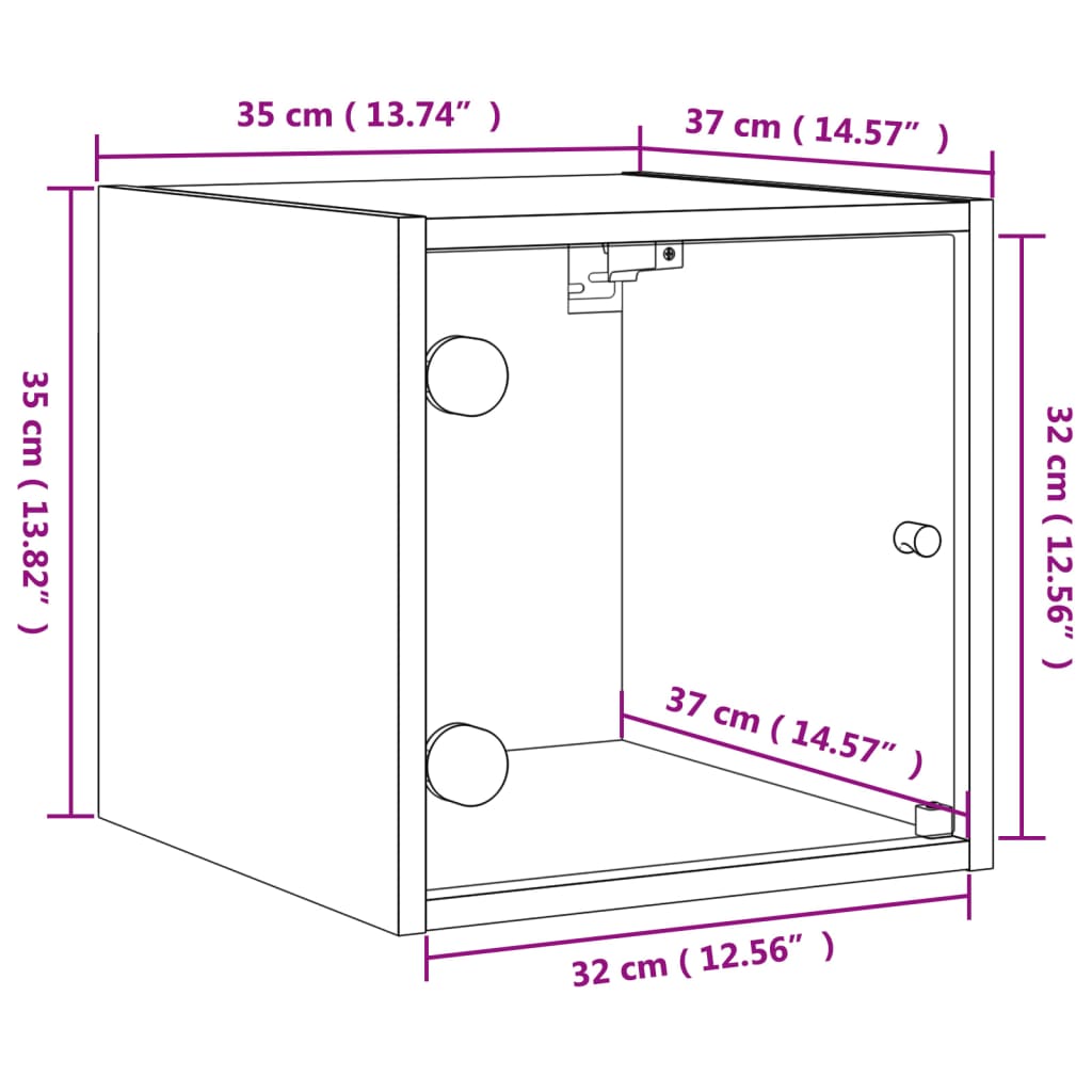 vidaXL Table de chevet avec porte en verre chêne marron 35x37x35 cm