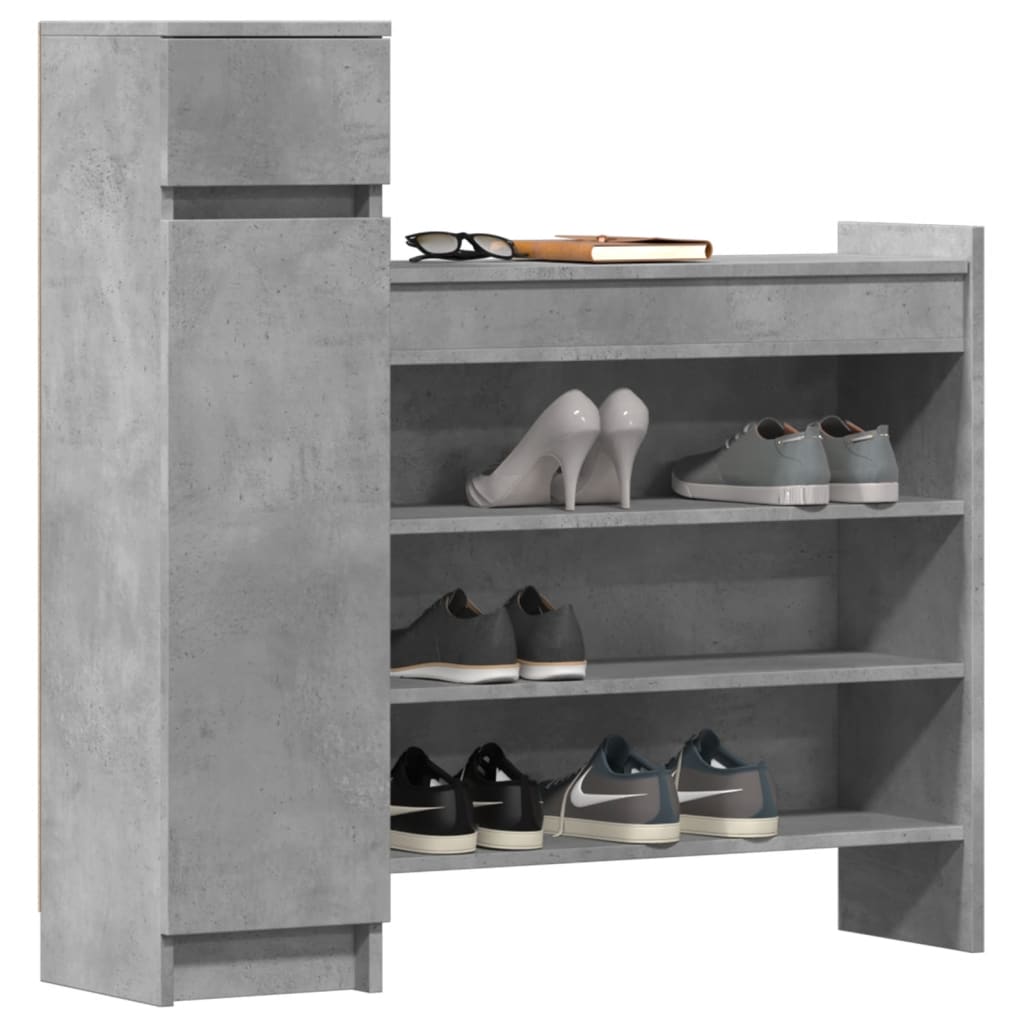 vidaXL Armoire à chaussures gris béton bois d'ingénierie