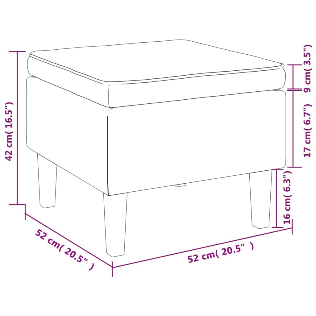 vidaXL Tabouret avec pieds en bois Crème Velours