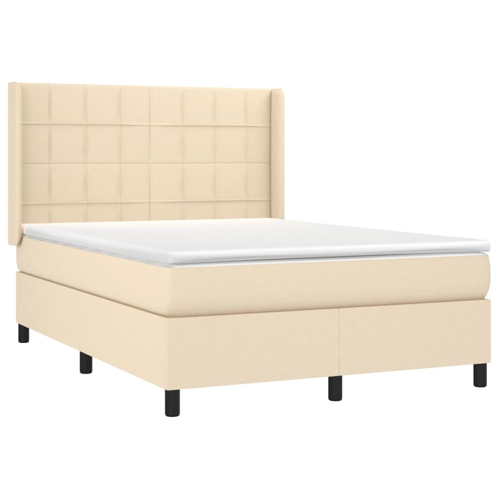 vidaXL Sommier à lattes de lit matelas et LED Crème 140x190 cm Tissu