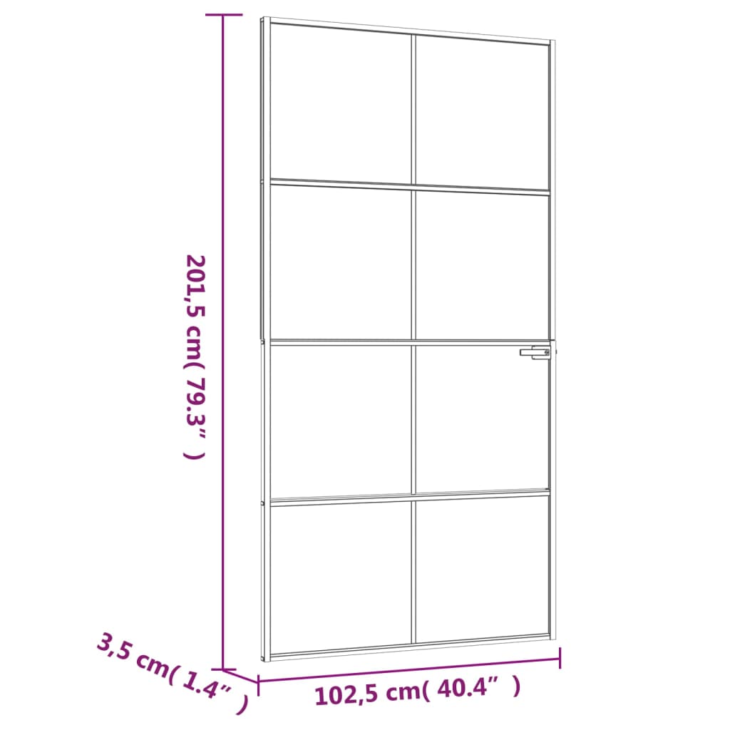 vidaXL Porte d'intérieur Blanc 102x201,5 cm Trempé verre aluminium fin