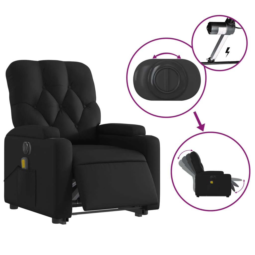 vidaXL Fauteuil inclinable de massage électrique noir similicuir