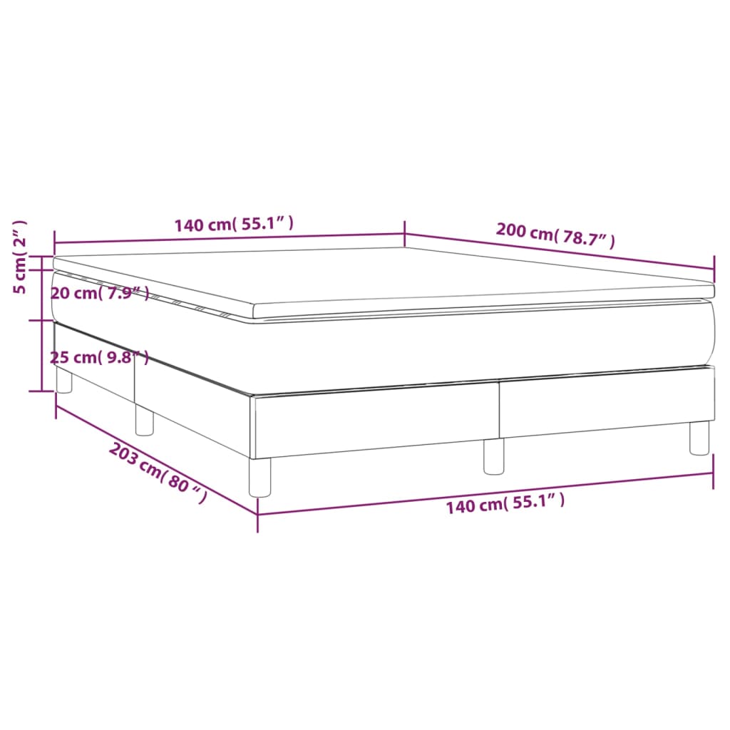 vidaXL Sommier à lattes de lit avec matelas Crème 140x200 cm Tissu