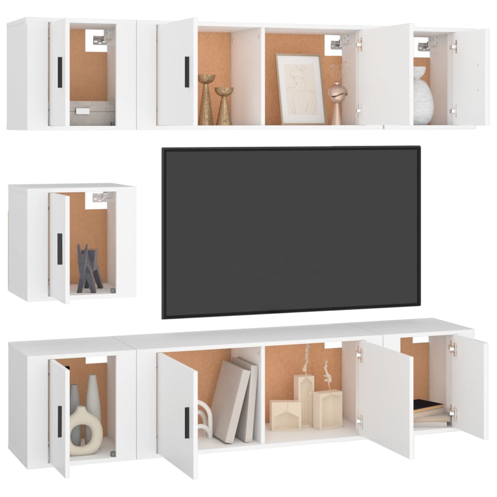 vidaXL Ensemble de meubles TV 7 pcs Blanc Bois d'ingénierie