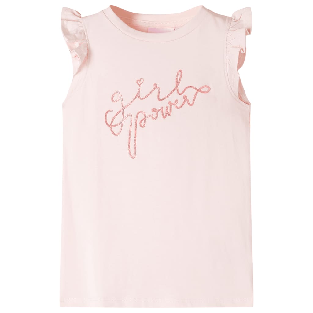 T-shirt enfants avec manches à volants rose pâle 92