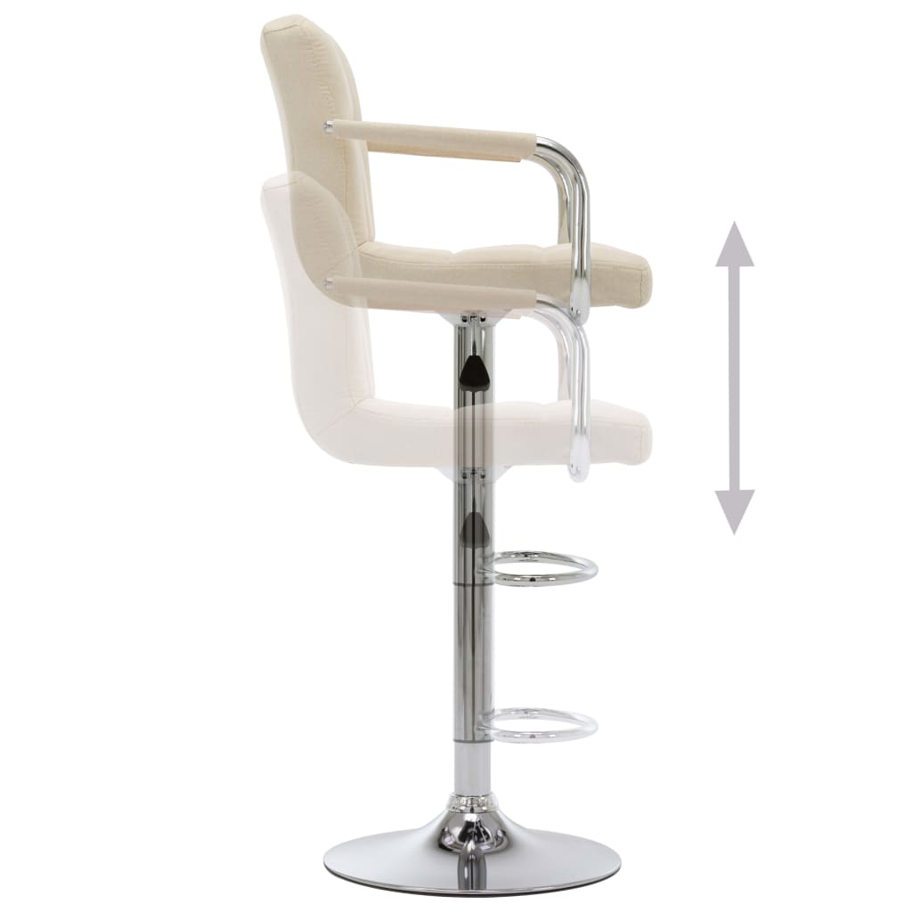 vidaXL Chaises de bar lot de 2 crème tissu